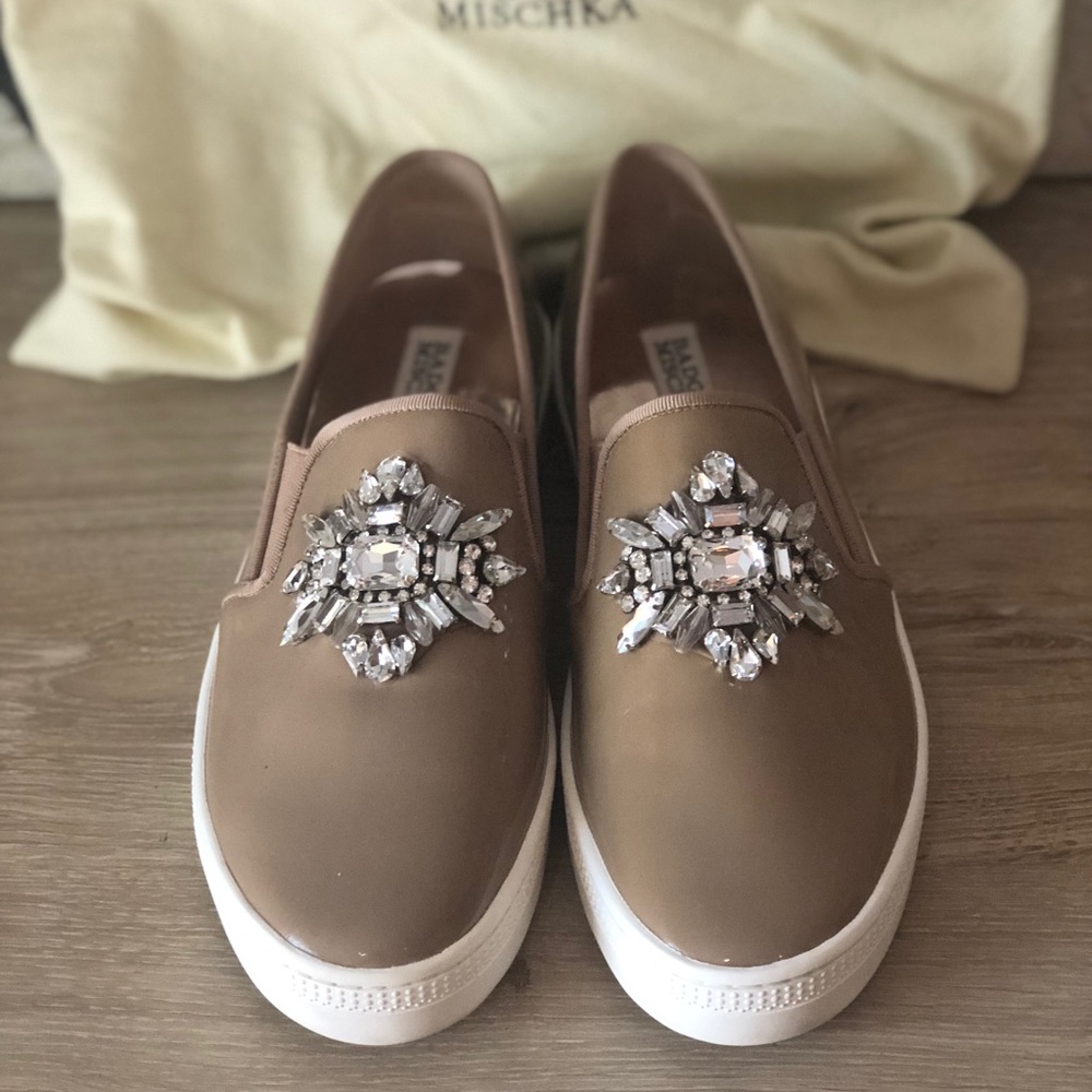 Badgley Mischka nude slip on sneakers - size 8